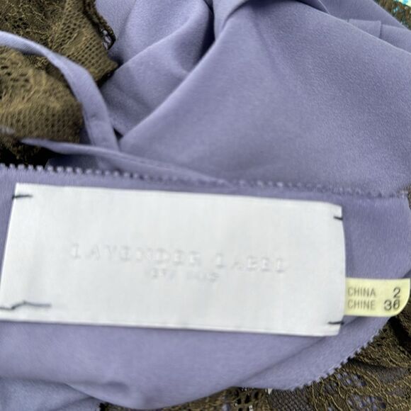 Lavender Label by Vera Wang purple with brown lace overlay - Picture 8 of 8